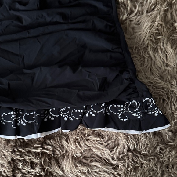 Black Halter Swim suit with White Embroidery - Picture 2 of 5